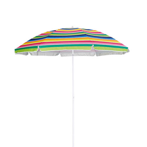 HYB1814 Beach Umbrella with 120g Polyester Colorful Stripe Fabric and UV Coating and Tilt