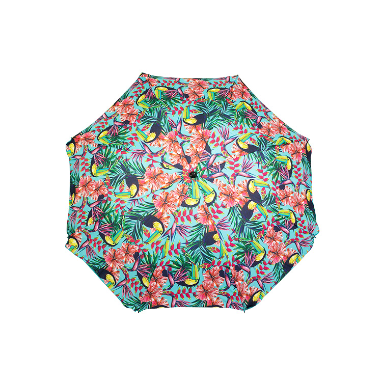 HYB1826 Orange Green Printing Beach Umbrella