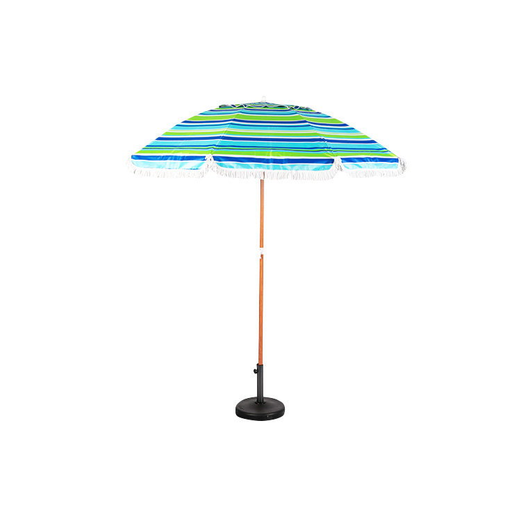 HYB1837 Blue-Green Beach Umbrella With Fringe