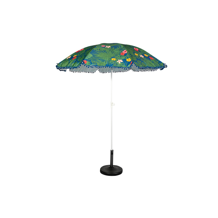 HYB1839 Olive Green Beach Umbrella With Fringe